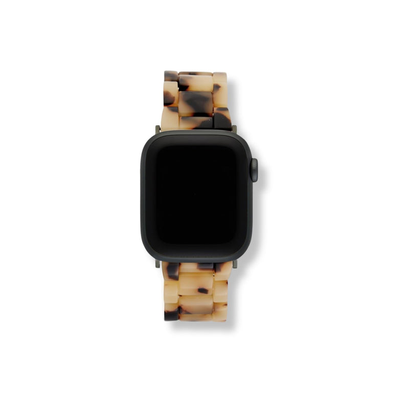 MACHETE Compatible with Apple Watch Band Stainless Steel Buckle Strap Acetate Resin iWatch Band for Ultra 2 1 Series 9/8/7/6/5/4/3/2/1/SE Women Men 42mm/44mm/45mm Blonde Tortoise - Black Hardware