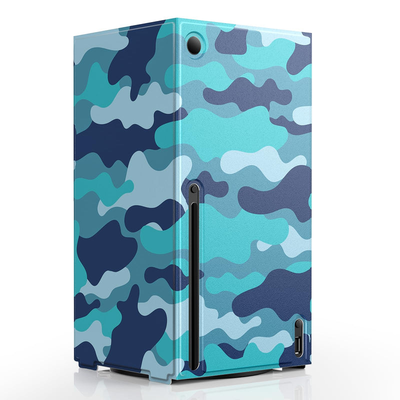 Magnetic Smart Wraps for Xbox Series X Console, Full Protection Protective Cover Case for Xbox Series X Accessories with Premium PU Leather and Soft Inner Lining - Blue Camo