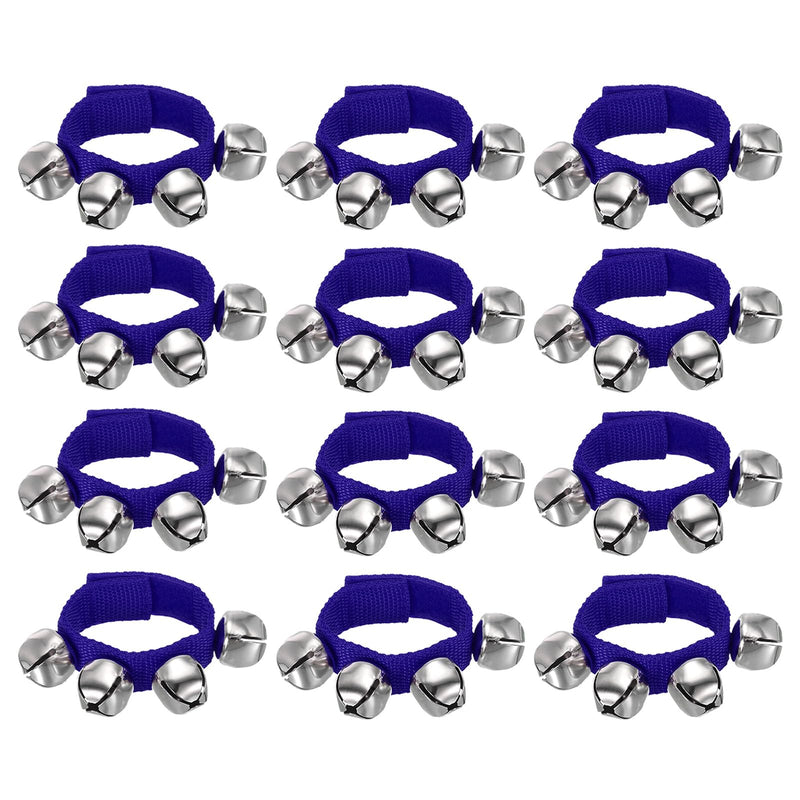 [AUSTRALIA] - PATIKIL 12pcs Wrist Bells, Jingle Bells Ankle Bells Wrist Bells Bracelet Percussion Instruments Musical Rhythm Band 4 Silver Bells for Party Christmas, Dark Navy Blue 