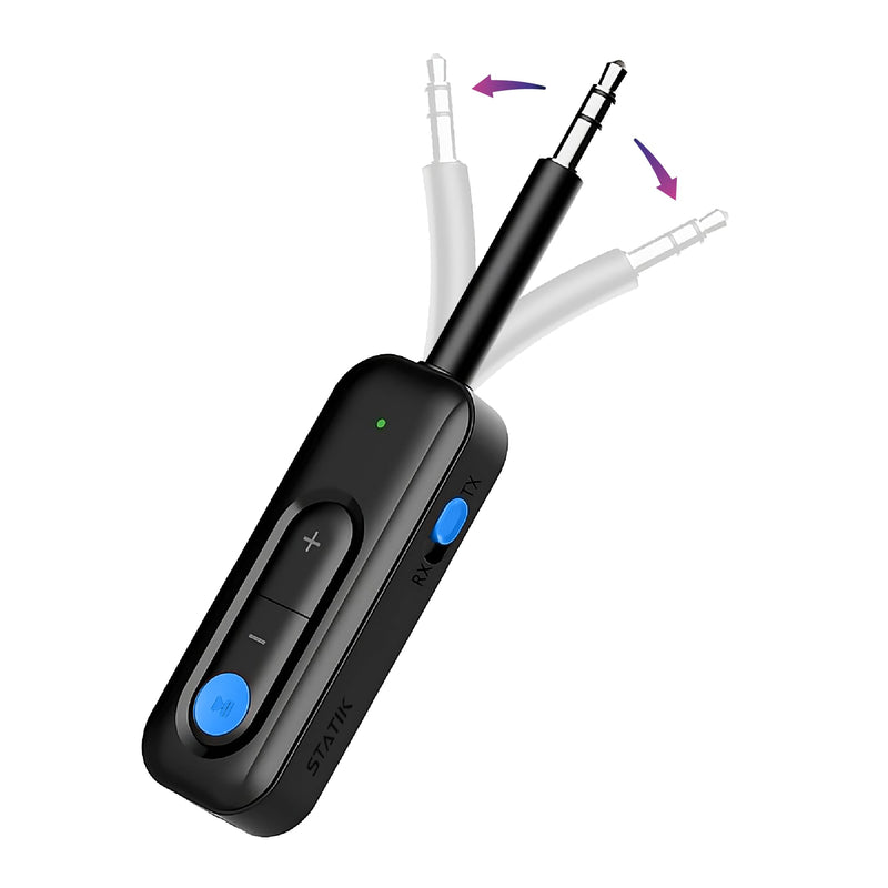 STATIK BlueSnap Bluetooth Transmitter for TV, Bluetooth Receiver for Home Stereo, Bluetooth Transmitter Car Audio Receivers, 3.5mm Aux Bluetooth Adapter for Car & Plane Travel Essentials for Flying