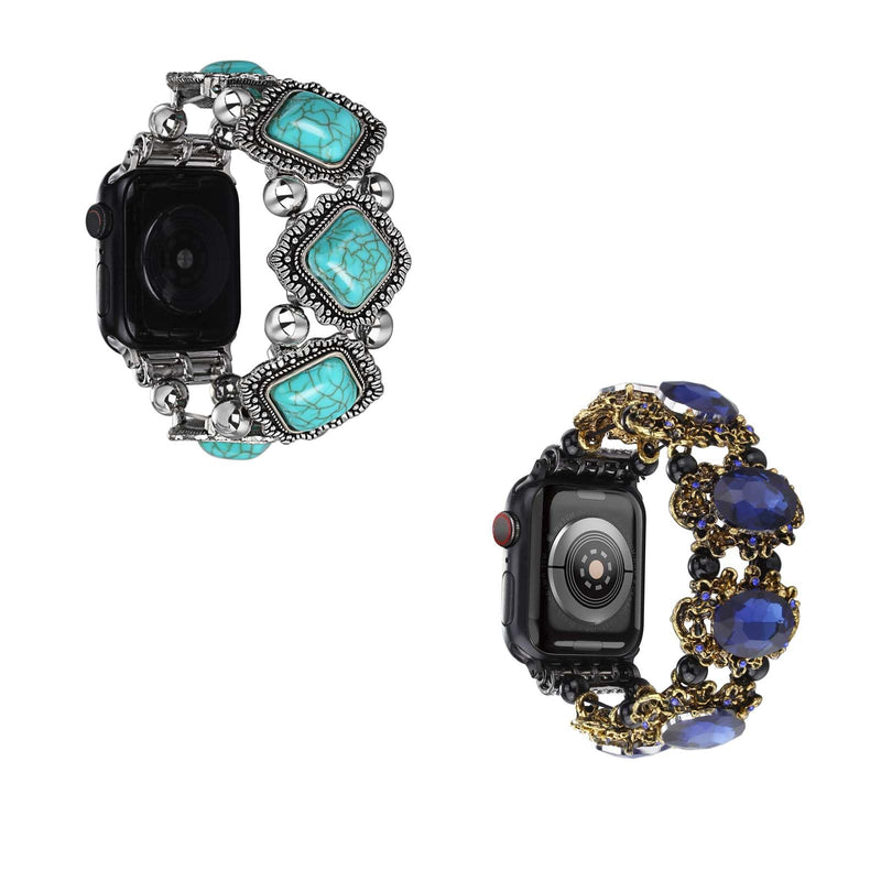 Beaded Bracelet Compatible with Apple Watch Band 38mm 40mm 41mm, Bohemian Vintage Western Jewelry Wristband for iWatch SE Series 9 8 7 6 5 4 3 2 1 Ultra &2