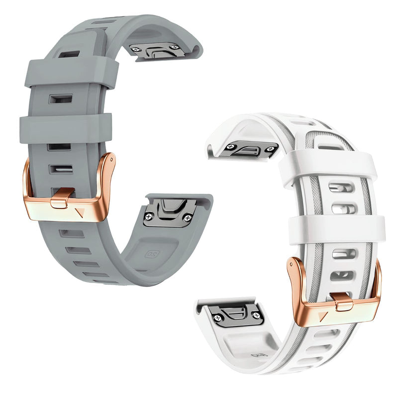 20mm Watch Band for Garmin fenix 5s 6s 7s, Quickfit 20 Bands Rose Gold Silicone GREY and WHITE Bundle