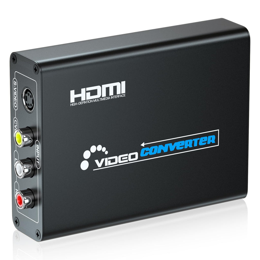 RCA Svideo to HDMI Converter with RCA and Svideo Cables, AV Svideo HDMI Adapter, Composite AV RCA to HDMI Converter for PS1/PS2/Wii/NGC/DVD/VHS/VCR