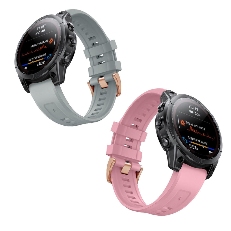 20mm Watch Band for Garmin fenix 5s 6s 7s, Quickfit 20 Bands Rose Gold Silicone GREY and PINK Bundle
