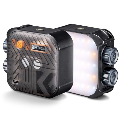 K&F CONCEPT Bi-Color LED Video Light, 2000mAh, 2500K-9900K, CRI 96+, Black