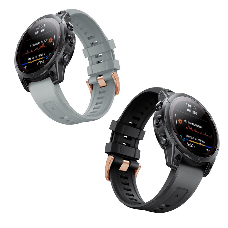 20mm Watch Band for Garmin fenix 5s 6s 7s, Quickfit 20 Bands Rose Gold Silicone GREY and BLACK Bundle