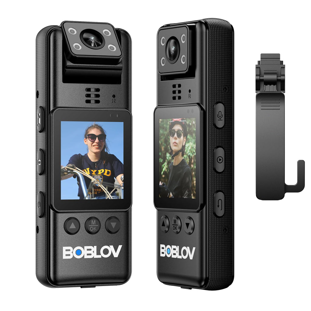 BOBLOV A23 Body Worn Camera, 180° Rotatable Video Camera, 2200mAh Battery with 9Hours Shooting, Night Vision, 1080P, Design for Lecture, Fishing, or Delivery(Memory Card Not Included)