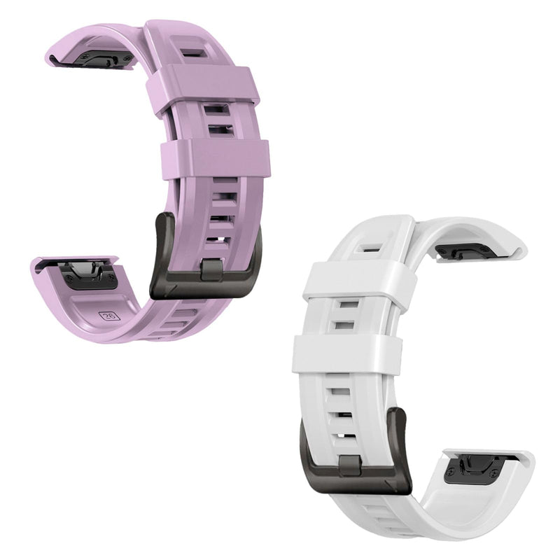 26mm watch band for garmin fenix 5x 6x 7x 3 hr quickfit 26 watch band for garmin women men silicone Purple and White bundle