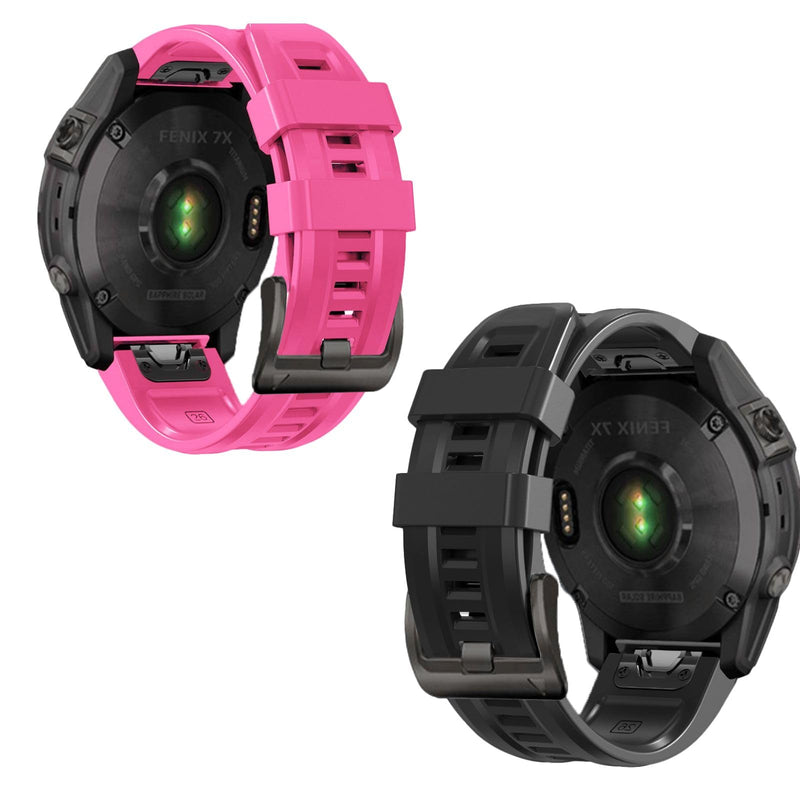 26mm watch band for garmin fenix 5x 6x 7x 3 hr quickfit 26 watch band for garmin women men silicone Pink and Black bundle