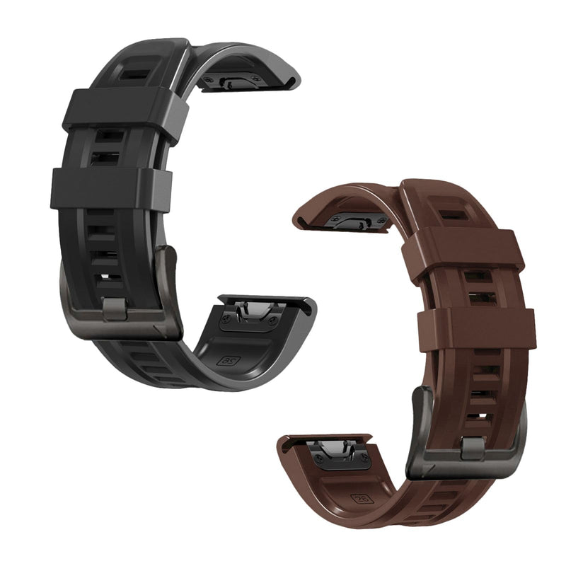 26mm watch band for garmin fenix 5x 6x 7x 3 hr quickfit 26 watch band for garmin women men silicone Black and Brown Bundle