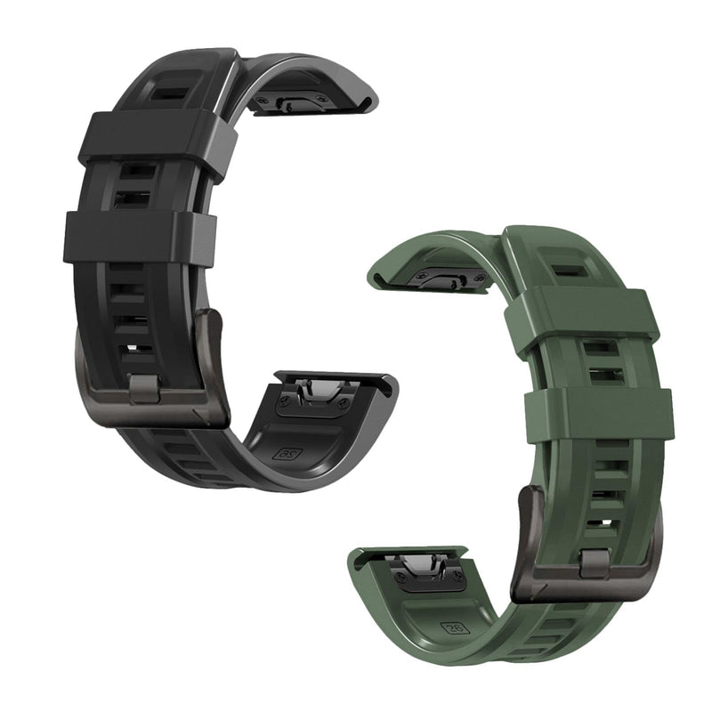26mm watch band for garmin fenix 5x 6x 7x 3 hr quickfit 26 watch band for garmin women men silicone Black and Army Green Bundle