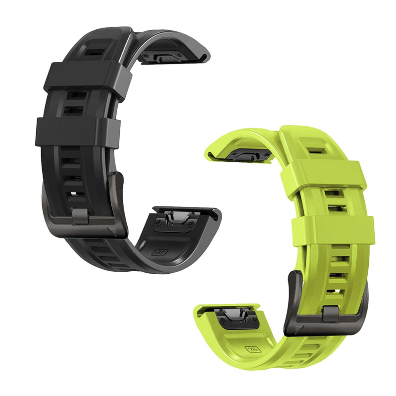 26mm watch band for garmin fenix 5x 6x 7x 3 hr quickfit 26 watch band for garmin women men silicone Black and Green Bundle