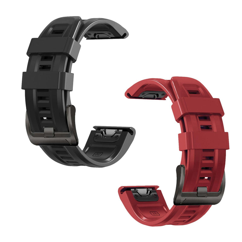 26mm watch band for garmin fenix 5x 6x 7x 3 hr quickfit 26 watch band for garmin women men silicone Black and Red bundle