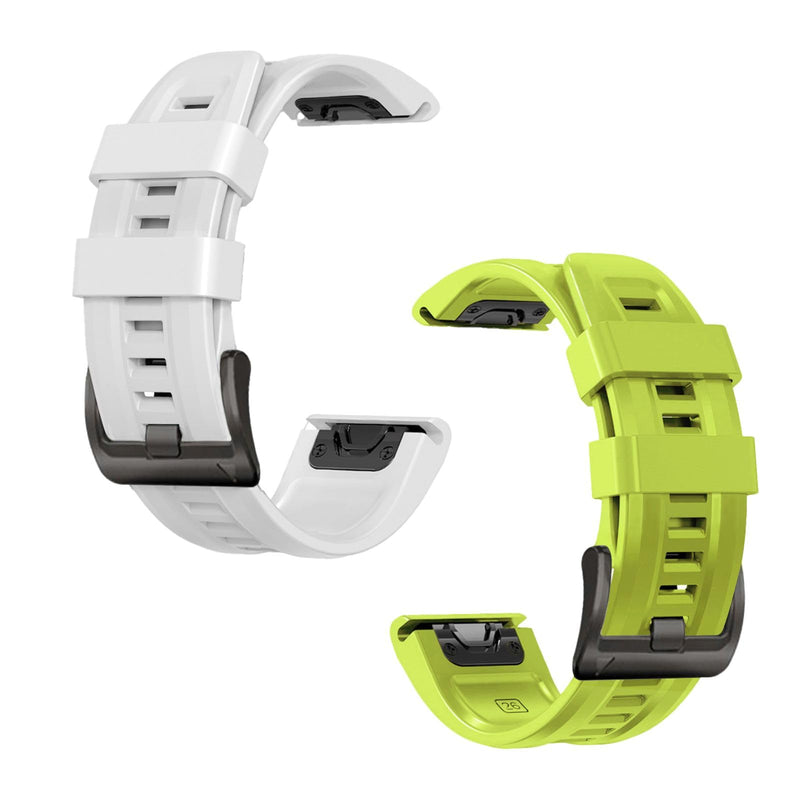 26mm watch band for garmin fenix 5x 6x 7x 3 hr quickfit 26 watch band for garmin women men silicone White and Green Bundle