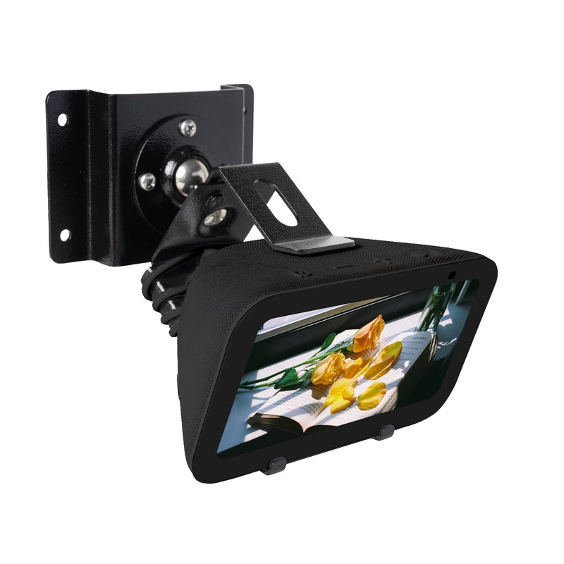 shinar Metal Wall Mount ONLY for Echo Show 5 (3rd Generation) - Swivels up to 360° / Tilts -70° / +70°,Mount Stand Compatible with Show 5 (3rd Gen)&iPhone Models with Wiremanagement (Black) Black