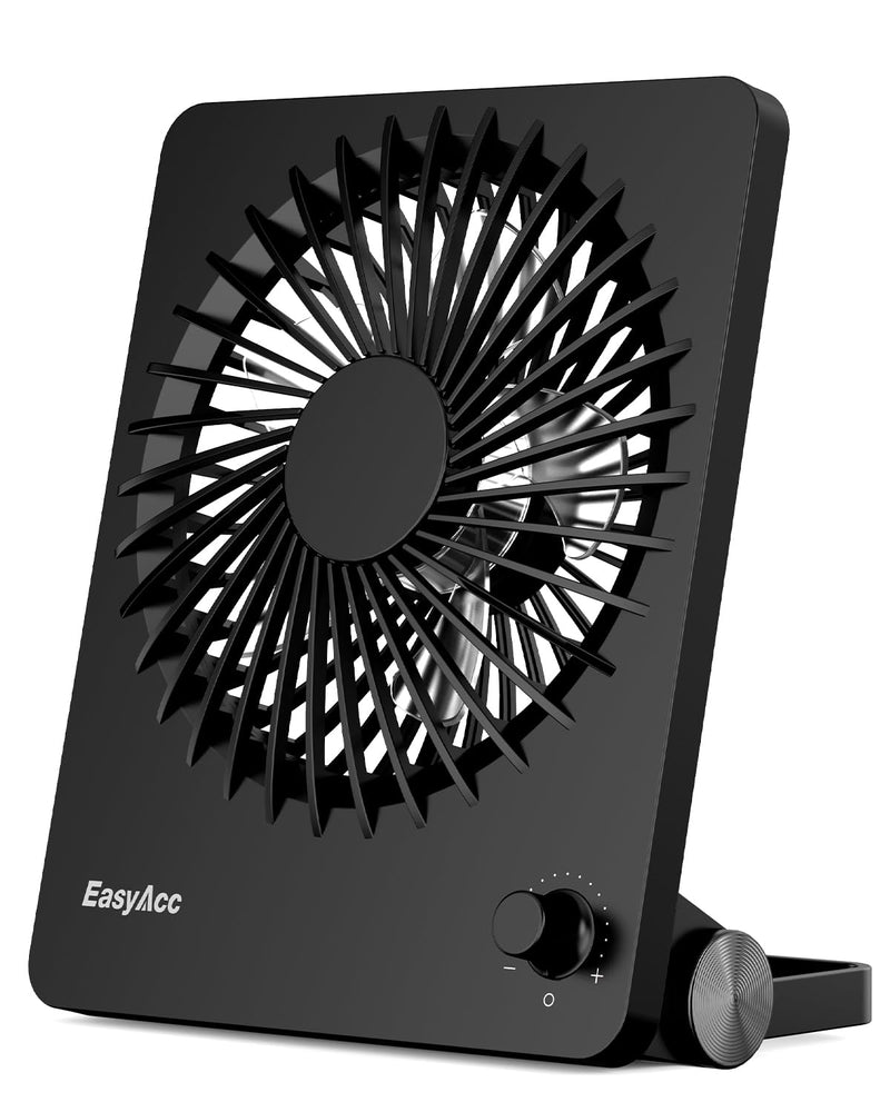 EasyAcc 10000mAh Travel Fan, Usb Desk Fan Portable, Up to 59Hour Runtime | 6"W x8“H, Ultra-Slim Design, Quiet Stepless Speed Control for Sleeping, Battery Powered Rechargeable Fan, Cruises Essential Black-6000 Battery