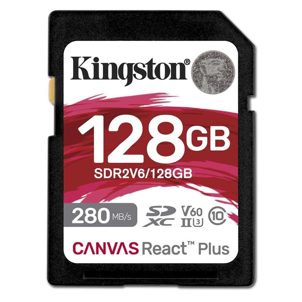 Kingston Canvas React Plus V60 SD 128GB SDXC UHS-II 280R/100W U3 V60 for Full HD/4K Black