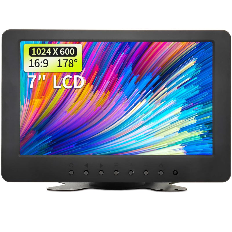 7 inch LCD Security Monitor & Displays,BNC/AV Input,Built-in Dual Speakers Portable Monitor,1024 * 600 Resolution,Suitable for CCTV DVD CCD TV 7″Monitor