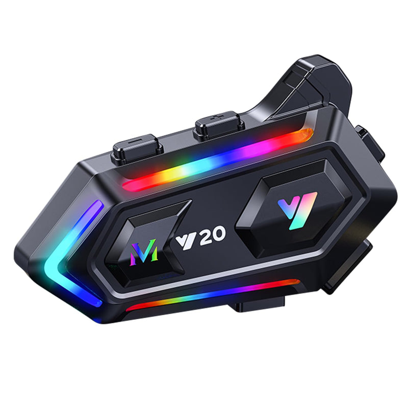 [AUSTRALIA] - Y20 Motorcycle Helmet Bluetooth Headset with HIFI Sound,Noise Reduction,1000mAh Battery,Helmet Bluetooth Headset Speakers with RGB,IPX6 Waterproof,Hand Free,Easy Set Up 