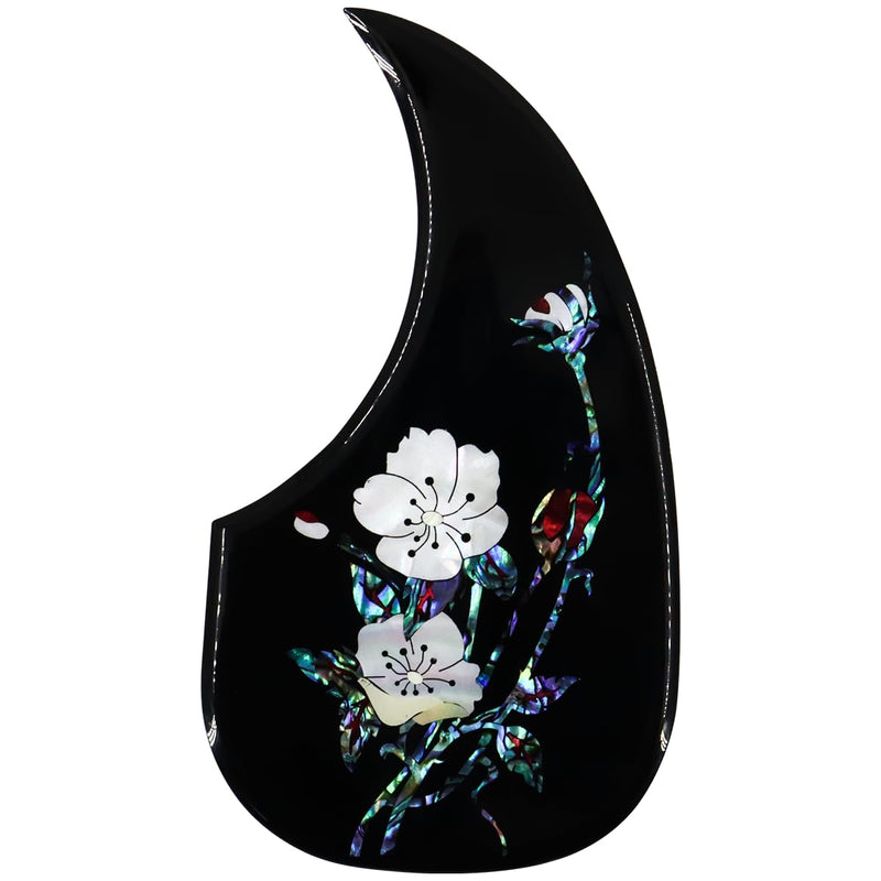 [AUSTRALIA] - Acoustic Guitar Pickguard Thick Pick Guard Inlaid Abalone Flower for Most Martin Acoustic Guitar (Black) Black 