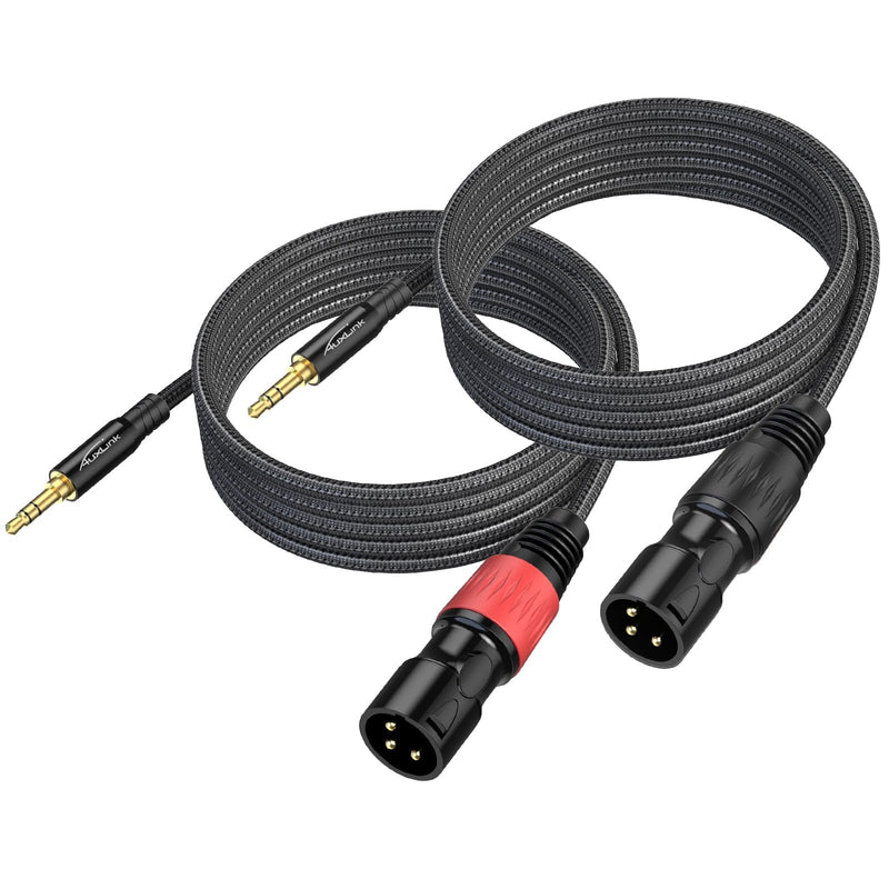 XLR to 3.5mm Cable 15ft 2Pack, Balanced 1/8inch TRS to XLR Cable Gold-Plated 3-Pins Nylon Braided for Cell Phone, Laptop, Speaker, Mixer xlr male to 3.5