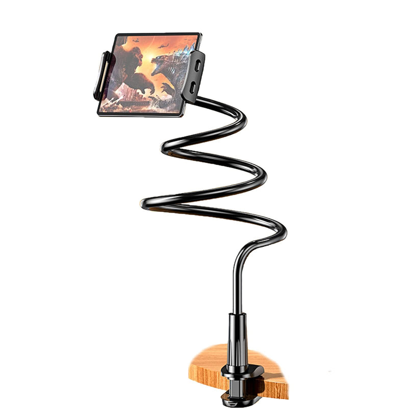 Phone Holder,gooseneck Phone Holder,360° Rotate Support Rod One-Hand Adjustable Cell Phone Holder,for Desk Headboard Nightstand. (Black) Black
