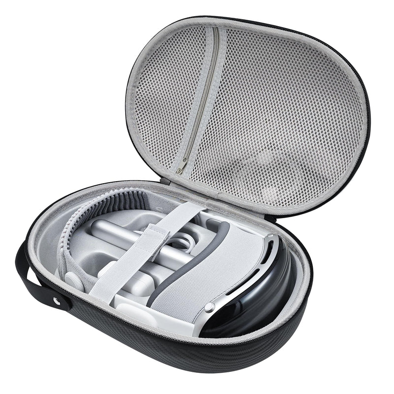 AWINNER Hard Carrying Case Compatible for Apple Vision Pro, Accessories VR Headset with Elite Strap, Ultra-Sleek Design for Travel (Carbon fibre) Carbon fibre