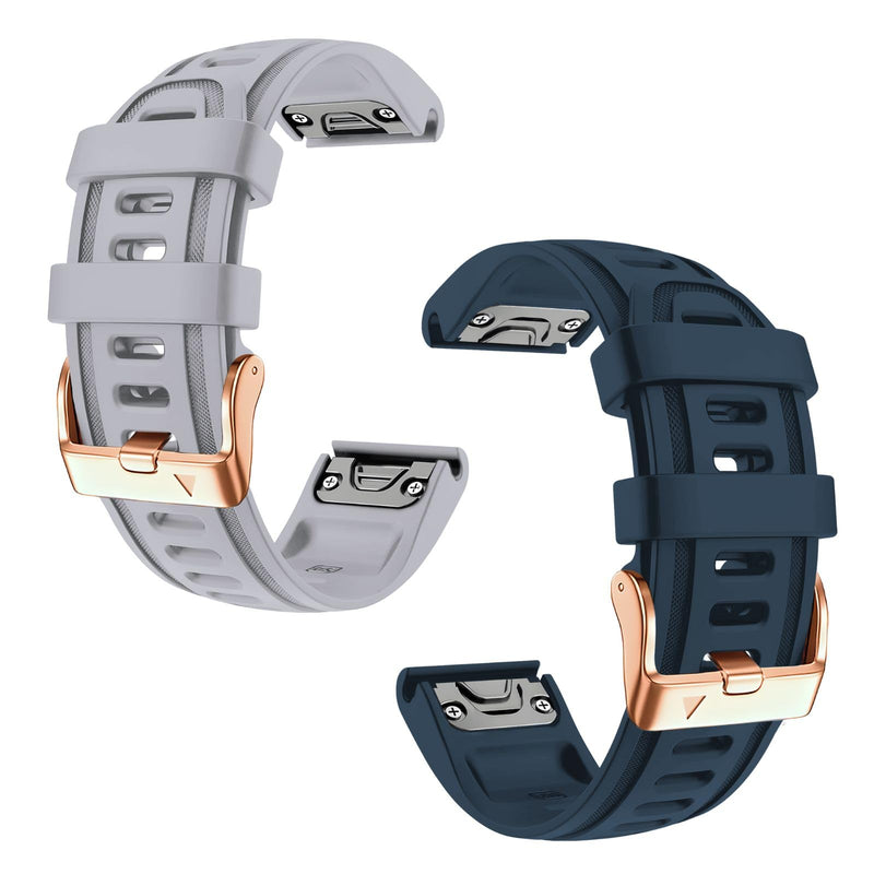 20mm Watch Band Replacement for Garmin fenix 5S/5S Plus/6S/7S/Instinct 2S/D2，Quick Fit silicone with rosegold buckle, GREY and Limed Spruce Bundle