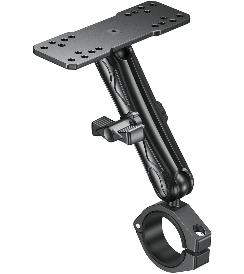 VAZESWIN 1" Ball Fish Finder Mount for 1.5"/1.65"/1.75"/1.85"/2" Round Rail | Aluminum Alloy Universal Marine Electronic Mount with 5.9" Long Arm, Rectangular Plate & Bar Clamp Base for Garmin, Lowrance