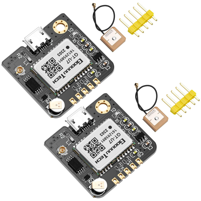 2pcs GPS Module NEO-6M(Arduino GPS Drone Microcontroller GPS Receiver) Compatible with 51 Microcontroller STM32 Arduino UNO R3 with IPEX Antenna High Sensitivity for Navigation Satellite Positioning 2