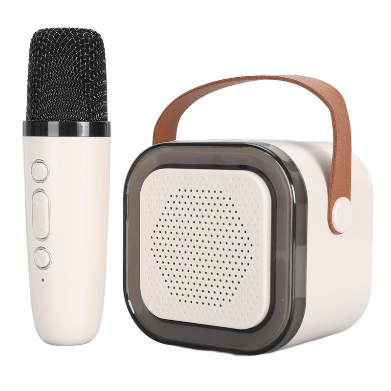 Portable Karaoke Machine for Kids Adults, Small Bluetooth Speaker with Microphone, with LED Dynamic Light, Birthday Gifts (White)