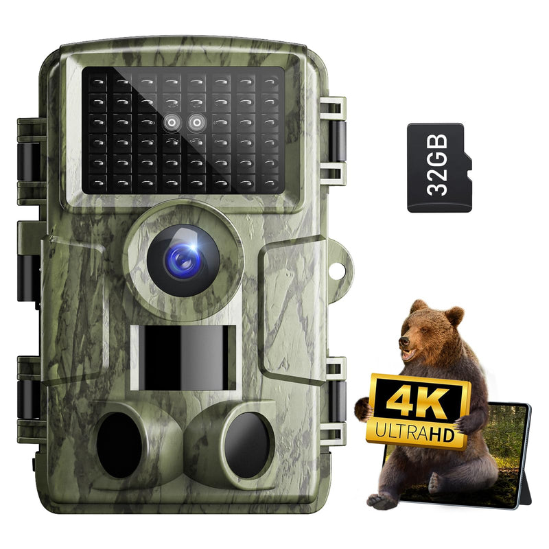 [AUSTRALIA] - Trail Camera: with Night Vision 4K 48MP 130°Wide-Angle Game Camera，0.05s Trigger Motion Activated Hunting Camera ，98ft IR Sensing ，IP66 Waterproof,for Outdoor Wildlife Surveillance & Home Security 
