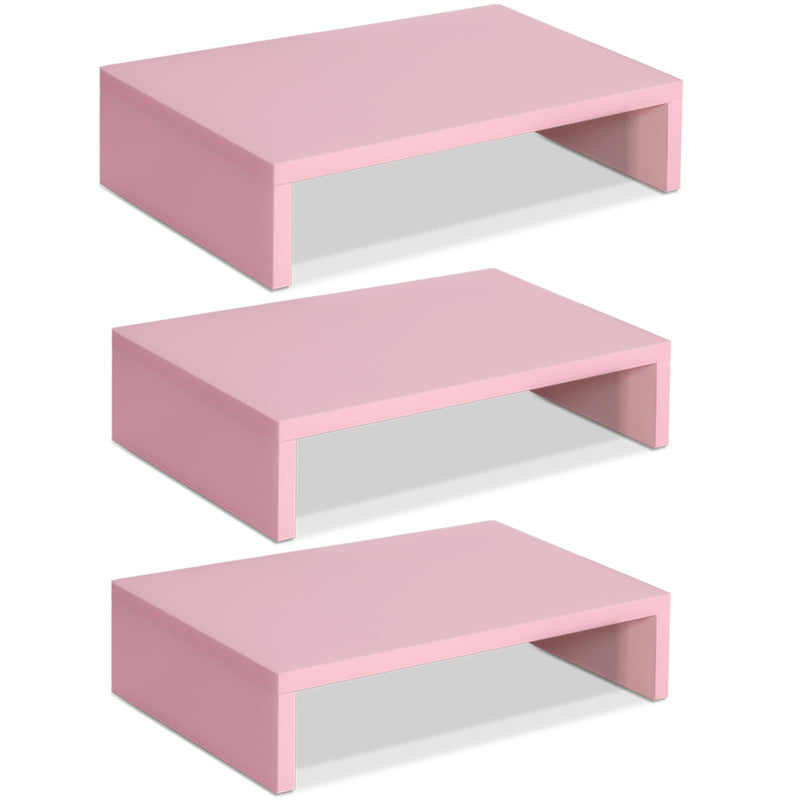 3 PCS Pink Monitor Stand Wood
