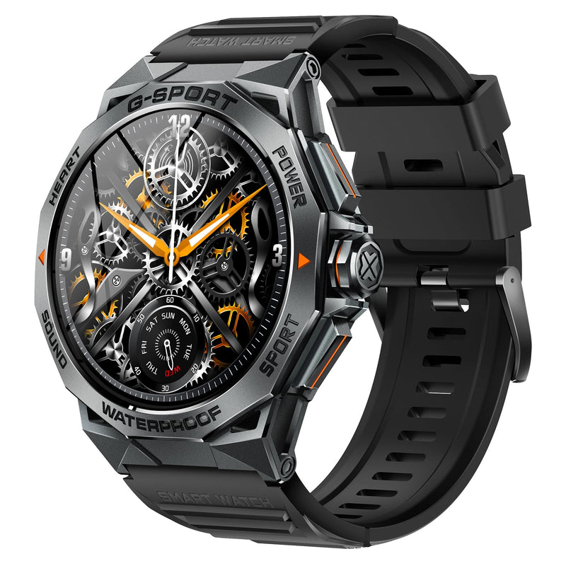 Military Smart Watch for Men Answer/Make Call 1.43" AMOLED Always On Screen | Rugged Smartwatch with Heart Rate Sleep Monitor Waterproof Outdoor Tactical Waterproof Smartwatch for iPhone Android Phone