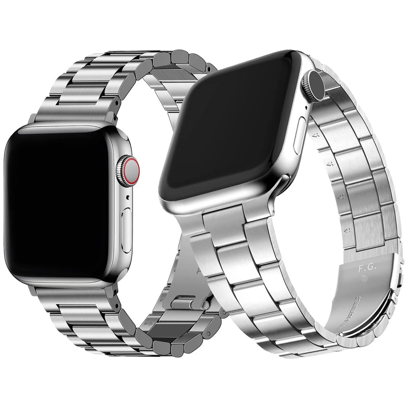 Fullmosa Compatible Stainless Steel Apple Watch Band 41mm/40mm/38mm Silver with Case & Compatible Metal No tool needed Apple Watch Band with Case 41mm/40mm/38mm,Silver