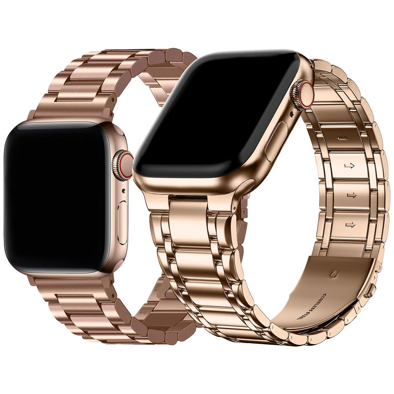 Fullmosa Compatible Stainless Steel Apple Watch Band 44mm/45mm/42mm Rose Gold with Case & Compatible Metal Apple Watch Band with case 44mm/45mm/42mm,Rose Gold