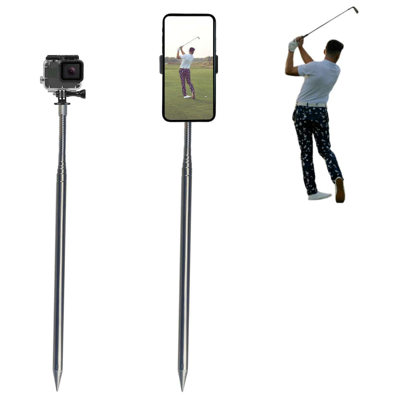 [AUSTRALIA] - Golf Monopod Selfie Stick, Portable Phone Camera Spike Stake for Recording Your Golf Swing, Golf Phone Holder for Training Aid, Golf Swing Camera Pole Mount 