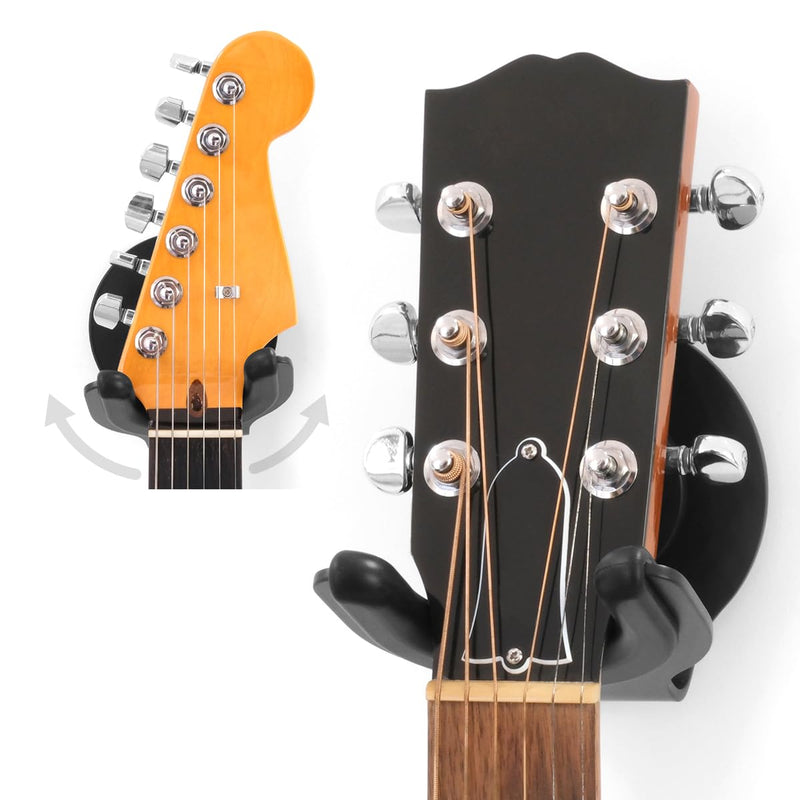 Strumland Guitar Wall Mount – Premium Guitar Hanger for Acoustic, Electric & Classical Guitars, USA-Made Steel Hook with Swiveling Fit, Modern Wall Display, Soft-Safe Cradle, Hidden Mount (Black) Black