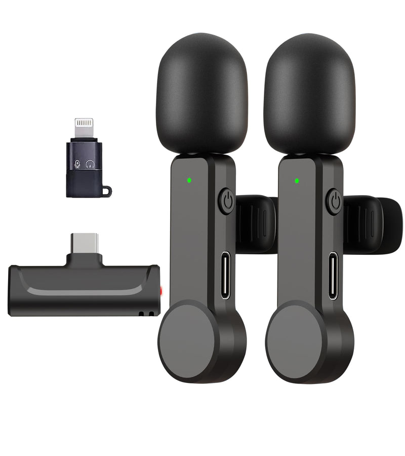 Wireless Lavalier Microphone for iPhone 15 Android iPad - Cordless USB-C Mic for Video Recording Vlog, Crystal Clear Sound, Noise Reduction USB-C Mic with Lightning Adapter