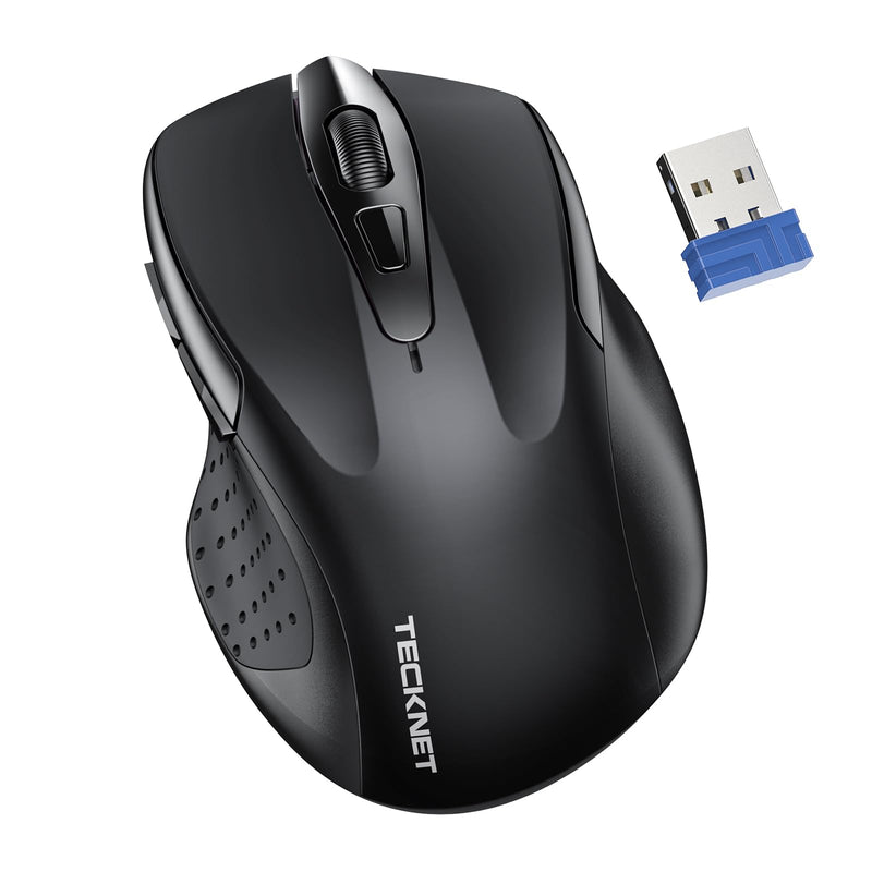 [AUSTRALIA] - TECKNET Wireless Mouse, 2.4G Ergonomic Optical Mouse, Computer Mouse for Laptop, PC, Computer, Chromebook, Notebook, 6 Buttons, 24 Months Battery Life, 2600 DPI, 5 Adjustment Levels Black 
