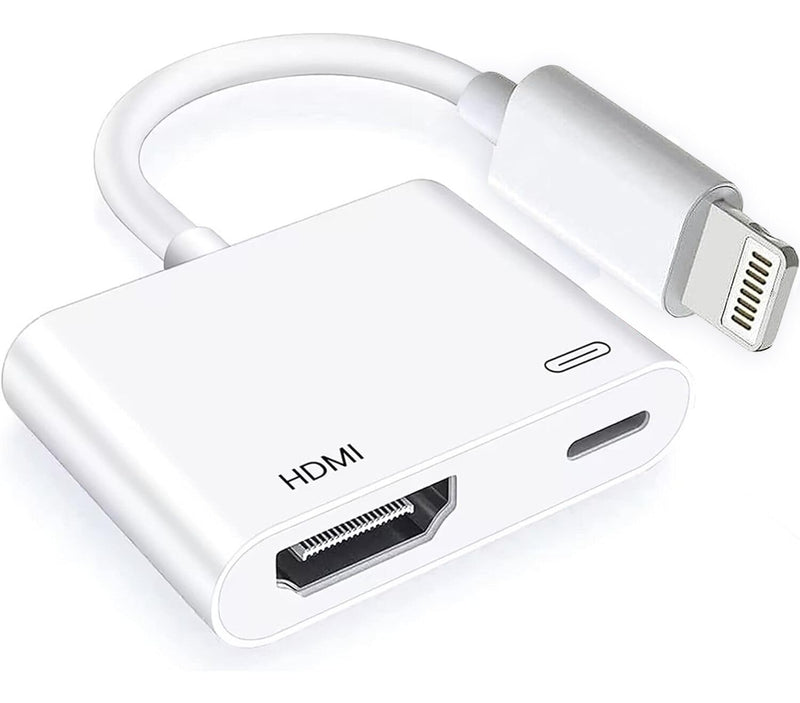 HDMI Adapter for iPhone to TV, 4K HD Digital AV Adapter Screen Converter with Charging Port, Compaitble with iPhone to HDMI Adapter Cable for HDTV, Monitor, Projector, white