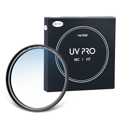 VILTROX 58mm MC UV Protection Filter with 18 Multi-Layer Coatings UHD/Hydrophobic/Scratch Resistant Aluminum Alloy Ultra-Slim Frame UV Filter Compatible with Canon Nikon Sony Fuji DSLR Camera Lens