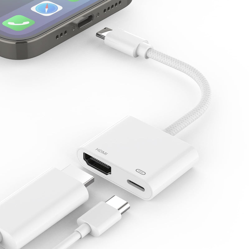[MFi Certified] USB C to HDMI Adapter for iPhone 15 to TV,4K Sync Screen Connector Cable Digital AV Adapter with 100W Fast Charge Compatible for iPhone 15 to HDTV Projector Moniter