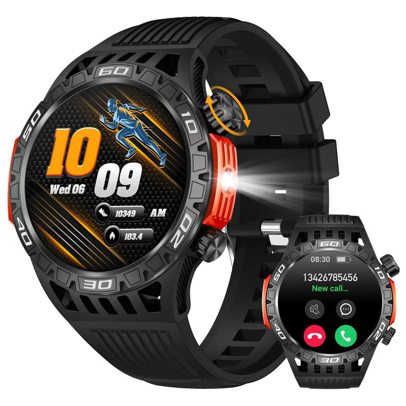 Military Smart Watch for Men 1.46" Outdoor Tactical Sports Smartwatch with Answer/Make Call,Fitness Watch,Blood Oxygen,Heart Rate and Sleep Monitor Compatible with iPhone and Android Phones, Black