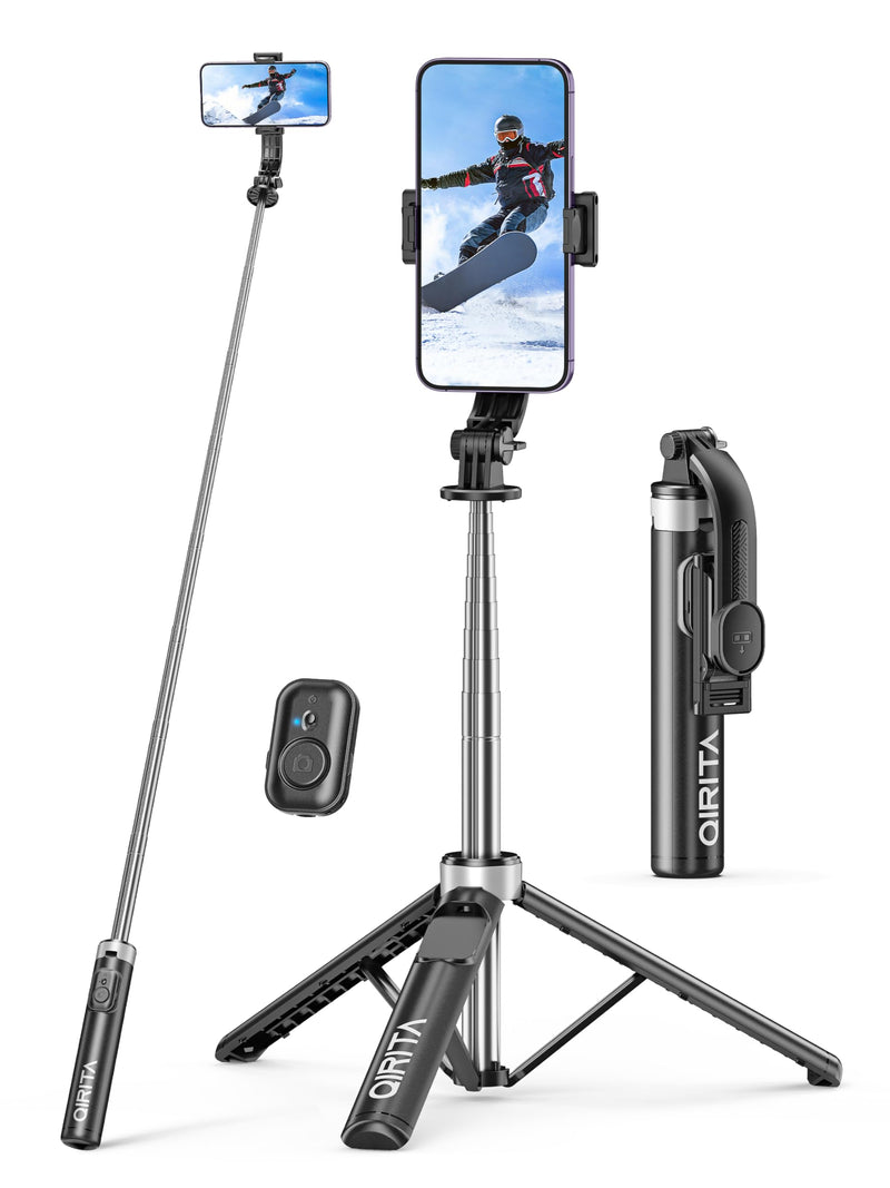 [AUSTRALIA] - Selfie Stick & Phone Tripod, All in 1 Selfie Stick Tripod with Remote, Phone Travel Tripod Stand for Video Recording, Live Streaming, Photograph, Group Photo, Vlog Compatible with All Cellphones 52in-Stainless Steel Pole 