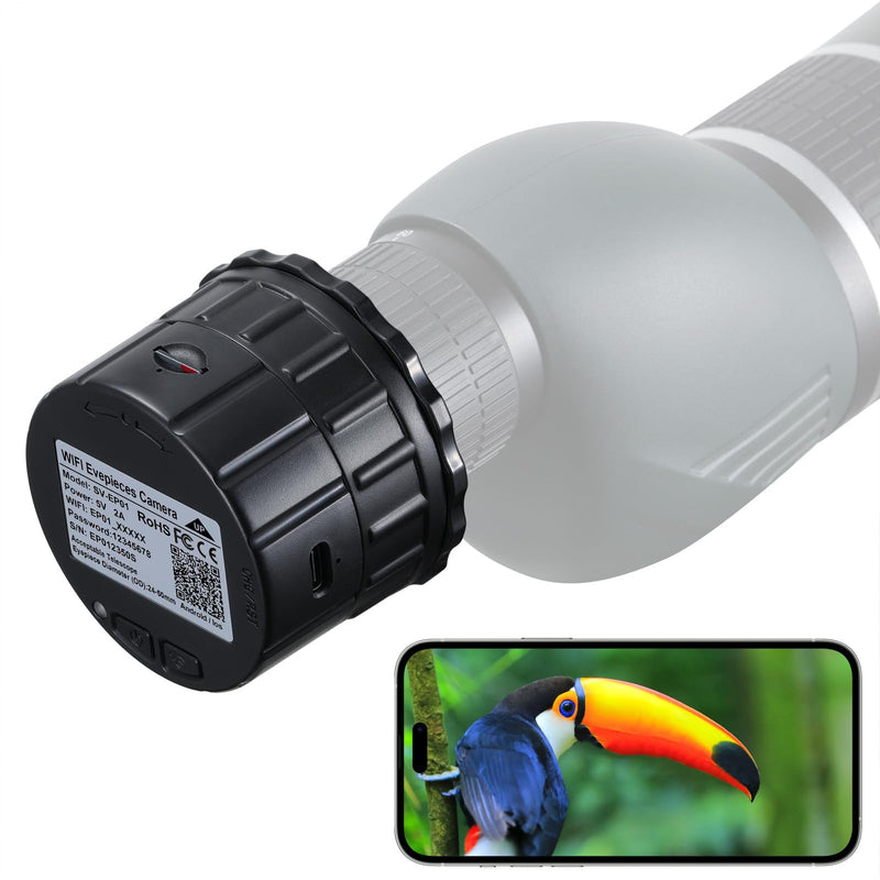 Wireless WiFi Electronic Eyepiece Telescope Eyepiece Camera 32GB Video Recording Digital Telescope Camera Electronic Eyepiece, Telescope Accessories for 24mm-50mm Optical Telescopes and Microscope