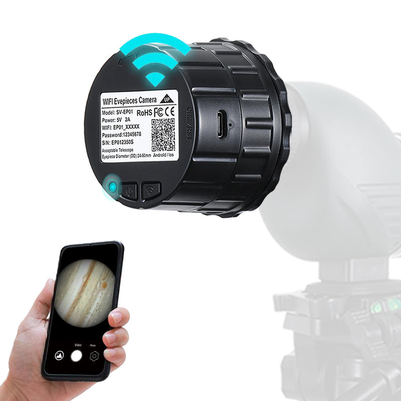 Telescope Eyepiece Camera 4MP WiFi Electronic Eyepiece Camera for 24mm-50mm Telescope Microscope,Astrophotography and Planetary,Digital Camera Telescope Accessories 32GB Video Recording