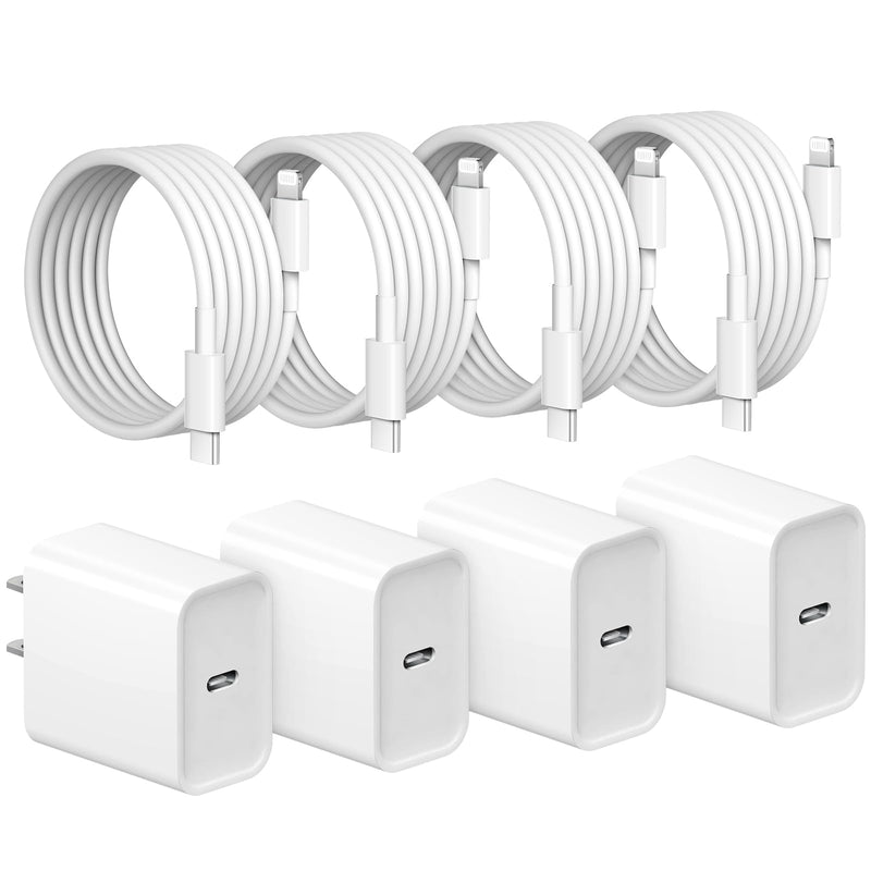 iPhone 14 13 12 Charger Fast Charging - 4 Pack 20W USB C Wall Charger Block Adapter with 6Ft Fast Charging Cable Compatible with iPhone 14 13 12 11 Pro Max XR XS X 8 7 6, iPad
