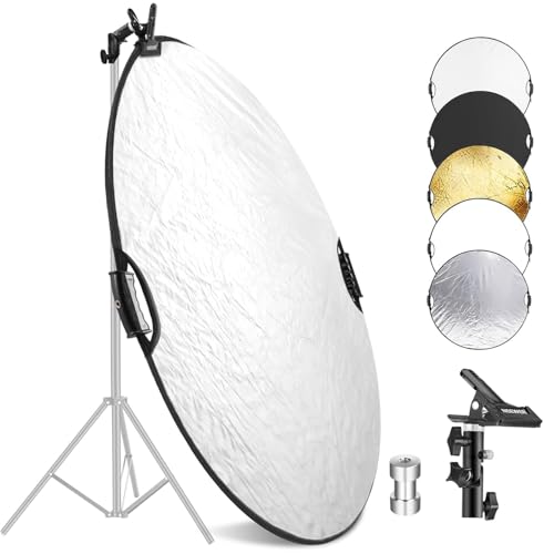 NEEWER 32"/80cm 5 in 1 Light Reflector with Clamp & Hand Grips, RF-80II 80cm w/Clamp