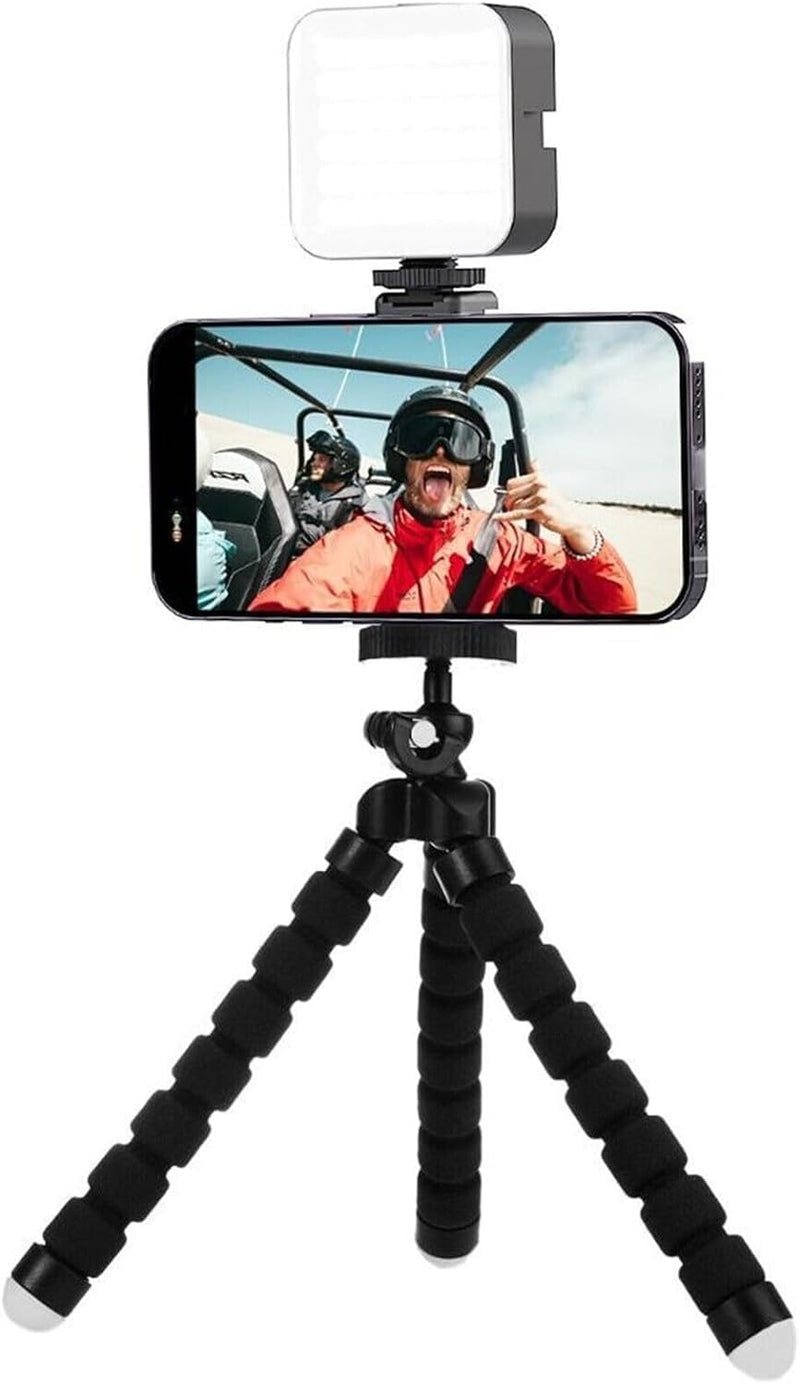 Start-Up Beginner Vlogging Kit with 6" Flexible Tripod, 36 LED Studio Light & Smartphone Holder Tripod Adapter Mount for Amateur Vlogging, YouTube, Tiktok and Instagram Live Stream Kit